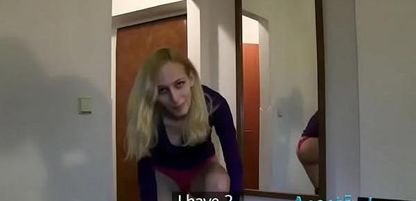  Skinny amateur blonde Jana sucks cock and pounded for money
